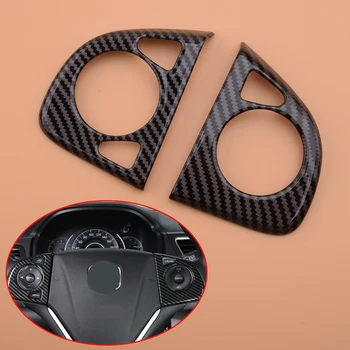 

2pcs Black Carbon Fiber Style Steering Wheel Button Cover Trim Fit For Honda CRV CR-V 2012 2013 2014 2015 2016