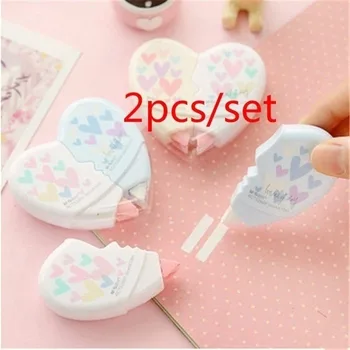 

2PCS/Pair Cute Kawaii Love Heart Mini Small Correction Tape Stationery Novelty Office Kids School Supplies