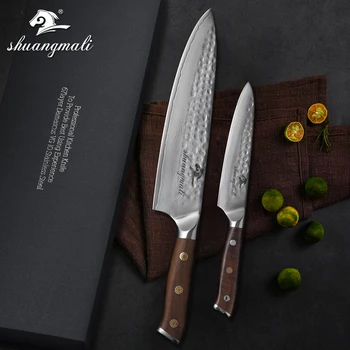 

2 PCS Kitchen Chef Knife Set 67Layer VG10 Damascus Steel Kitchen Knife Set Utility Cook Fruit Santoku Cutter Cleaver Chef Knives