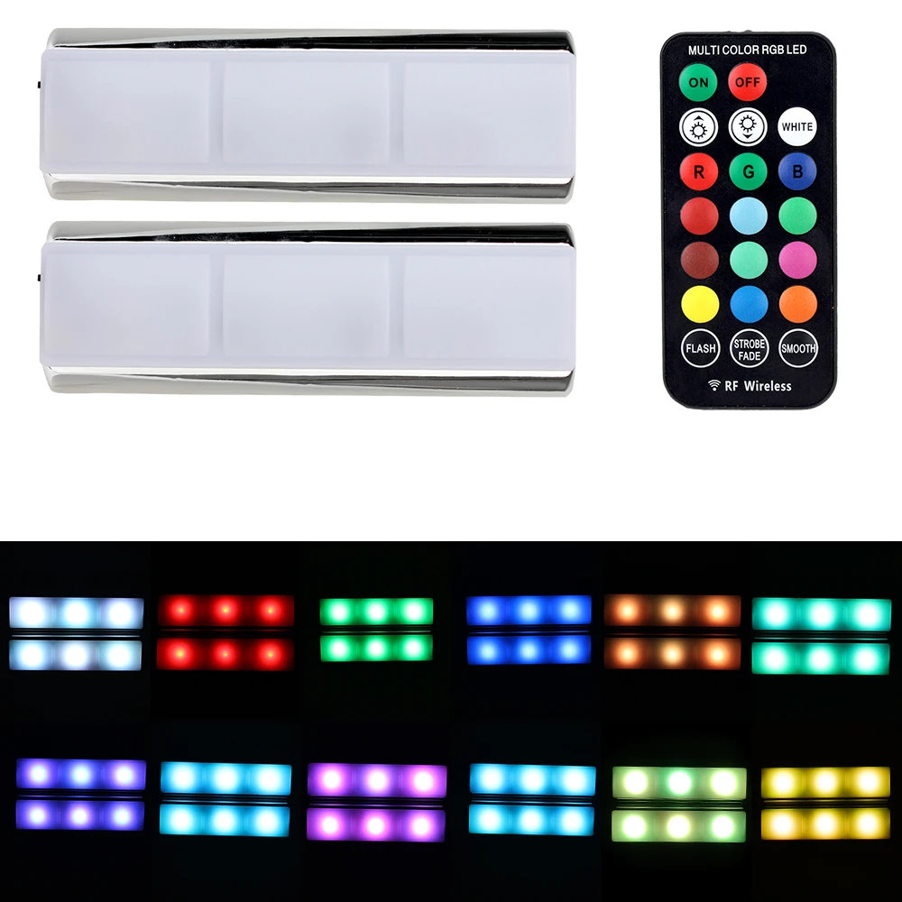 자동차 인테리어 앰비언트 라이트 램프, RGB 충전 풋 라이트, 자동차 장식 램프, LED 무선 원격, 2 개