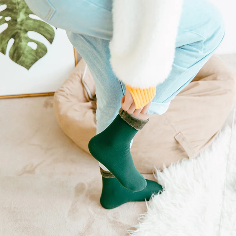 3 pairs Socks Women Winter Thicken Thermal Wool Socks Soft Snow Velvet Boots Floor Sleep Cashmere Soild Color Warm enlarge
