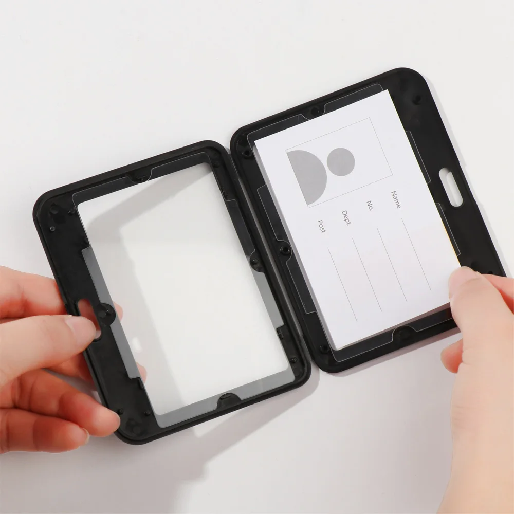 Two sided Transparent Card Holder with Lanyard Horizontal Style