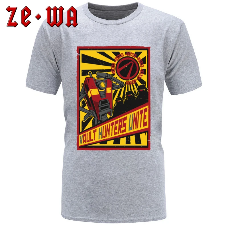 Vault_Hunters_Unite__10462 Summer Tshirts for Men 100% Cotton Fall Tops Shirts Tops & Tees Short Sleeve On Sale Round Neck Vault_Hunters_Unite__10462 grey