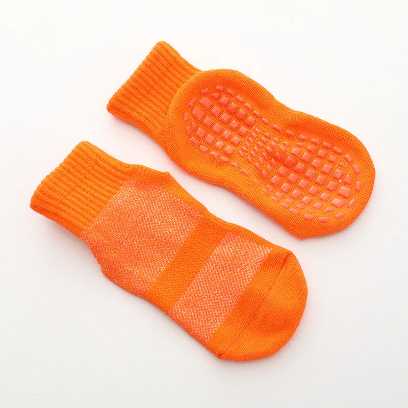 1 пара, хлопковые однотонные Нескользящие Детские спортивные носки короткие носки для мальчиков и девочек Теплые носки для детей возрастом от 1 года до 10 лет - Цвет: Оранжевый