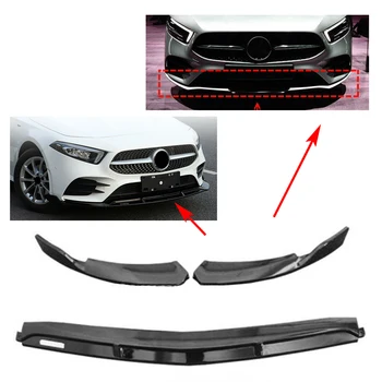 

Car Front Bumper Lip Spoiler Kit Guard Trim Cover For Mercedes Benz W177 A-Class A220 A200 A250 2019 ABS Carbon Fiber Style