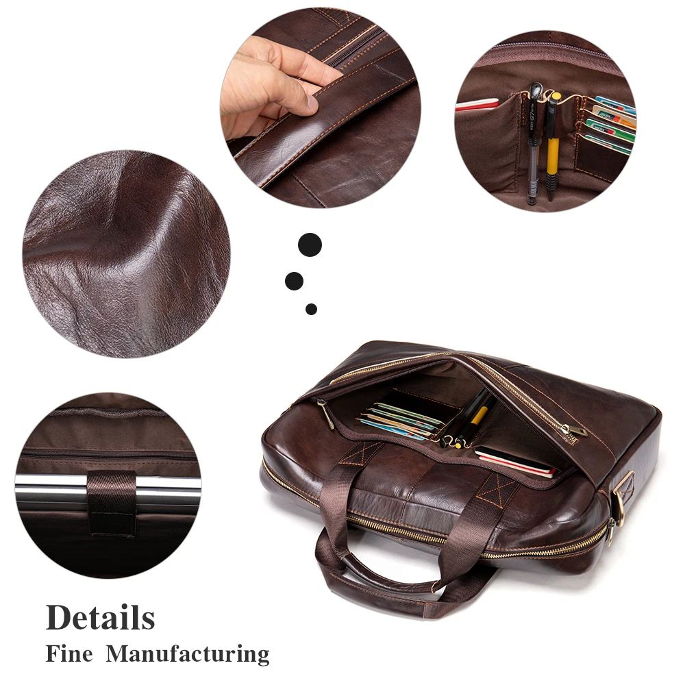 WESTAL мужской портфель мужская сумка из натуральной кожи для документов ноутбука 14