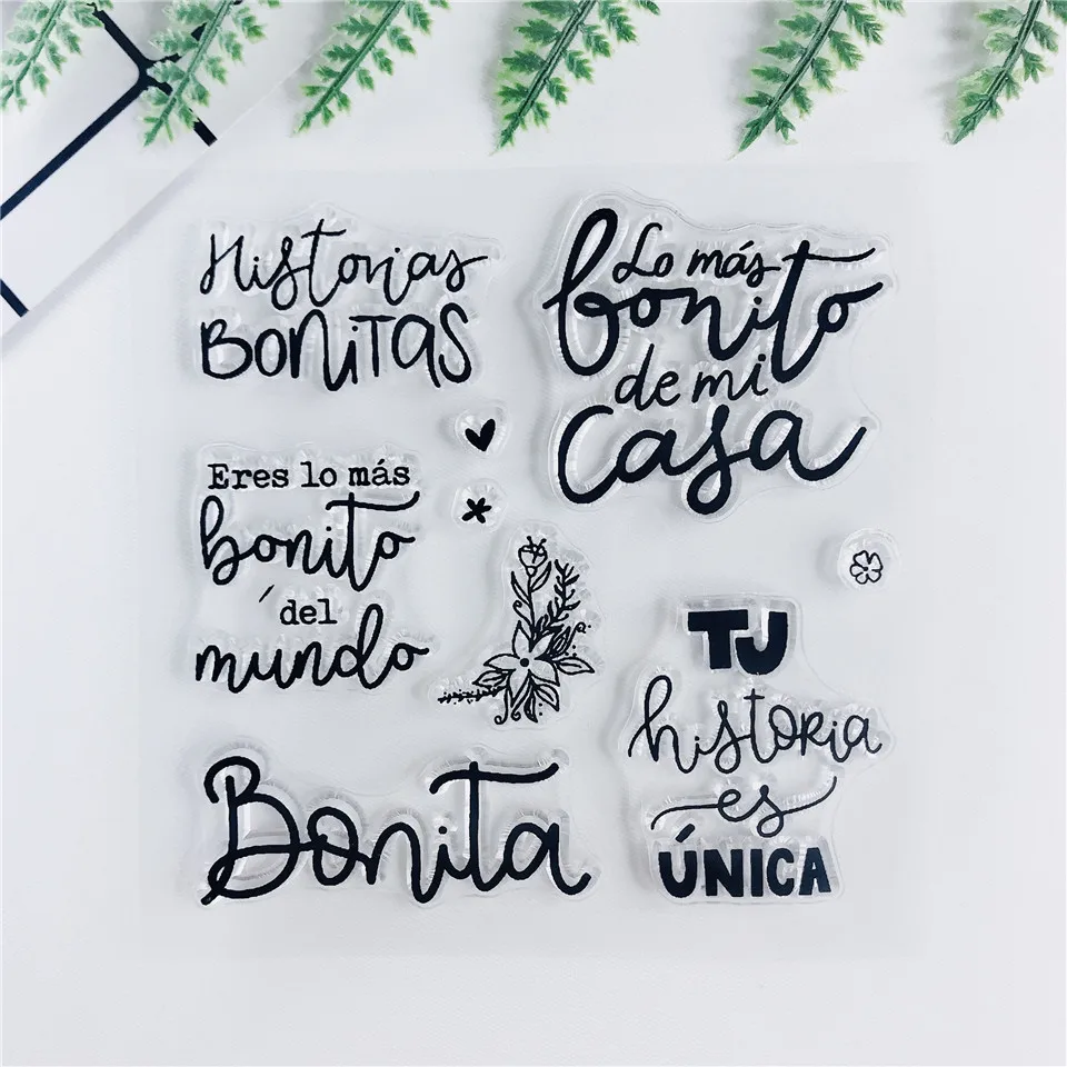 10*10 испанские слова прозрачные штампы пуля журнал Силиконовое уплотнение для DIY