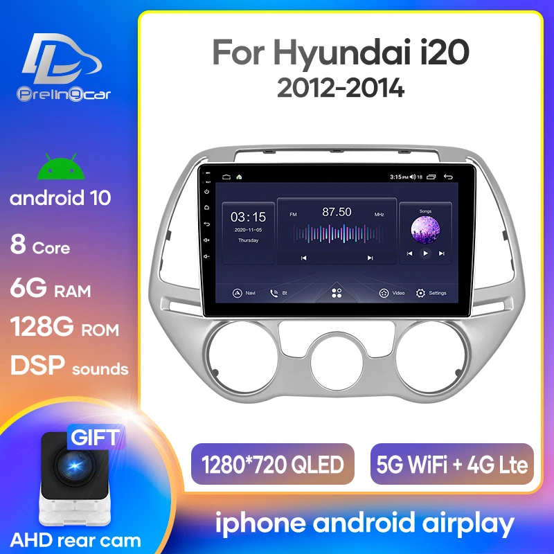 Автомагнитола Prelingcar мультимедийный видеоплеер GPS-навигатор без DVD Android 10 0 для Hyundai