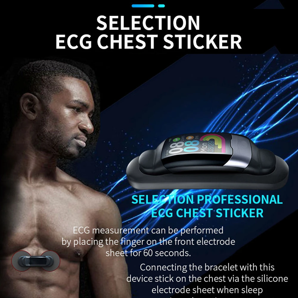 ЭКГ PPG умный Браслет HRV монитор сердечного ритма и артериального давления смарт-браслет для мужчин IP67 Водонепроницаемый для бега и плавания спортивные браслеты