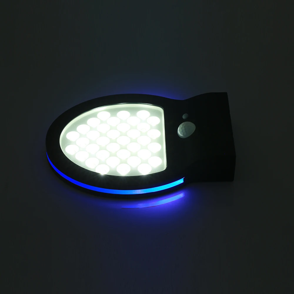 Светильник для забора с датчиком движения, солнечный IP65 36LED, ландшафтный, для дома, для безопасности, для двора, уличный светильник, светильник для дорожки, настенный светильник