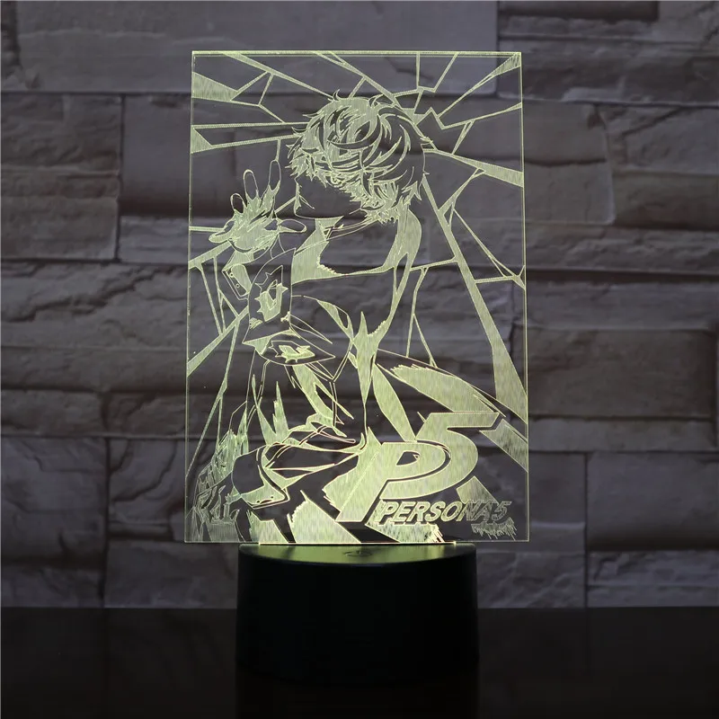Ролевые игры P5 Persona 5 японский Акира Курусу Рисунок USB светодиодный 3d-ночник украшения для мальчиков, для малышей и детей постарше, футболка подарки настольная лампа 2451