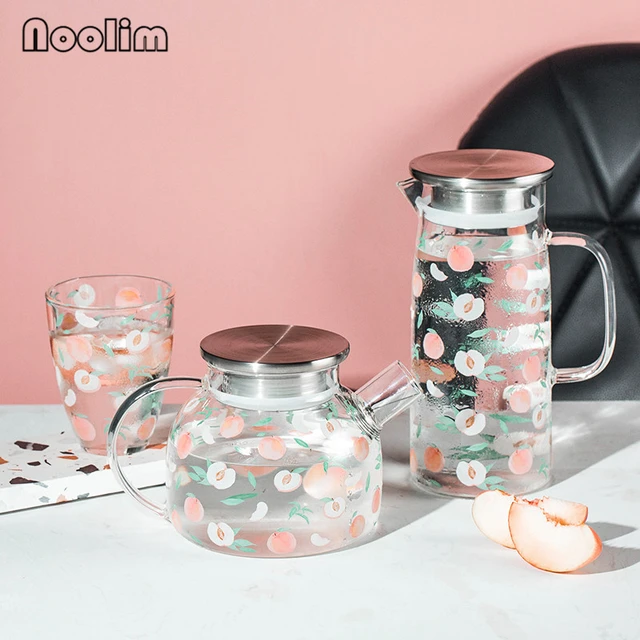 Kawaii Strawberry Peach Glass Cup For Coffee Water Juice Milk Tea Creative  Fruit Portable Glass Cups With Lid Straw Scale Handle - AliExpress