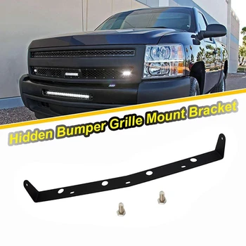 

Black Blk- LED Light Bar Bumper Custom Mount Bracket Rack Kit for 20 Inch Straight LED Light Bar for 2007-2013 Chevy Silve