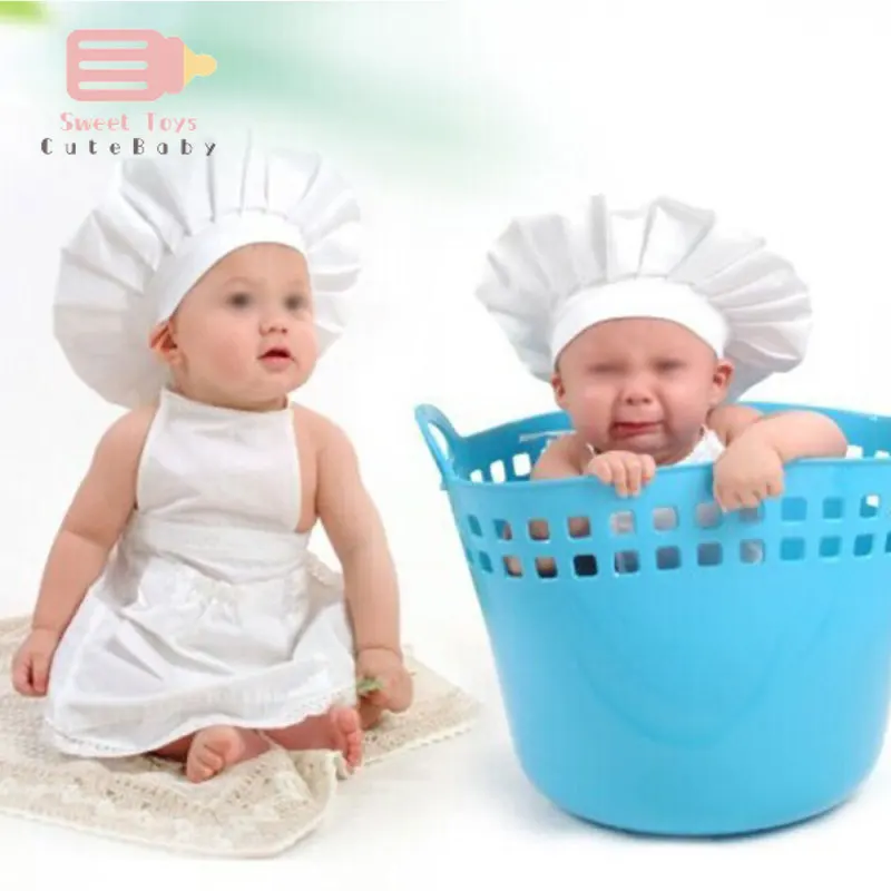 

2020 New Arrival Chef Style Baby Photography Clothing Cotton Material Hat+Cloth 2pcs/Set Cute Unisex Baby Photo Accessories
