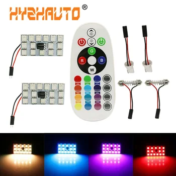

Festoon Dome 31/36/39/41 mm RGB T10 LED Panel Car Auto Interior Reading Map Lamp 15 Lights w/ Remote Control Flash Strobe