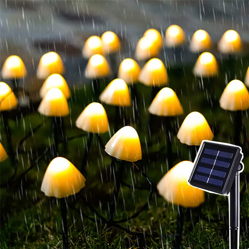 Solar Outdoor Garlands Garden Lighting Decoration Cute Mushroom Fairy Light Garden Patio Pathway Waterproof IP65 20 Mini Lamps solar panle powered cute honey bee led string fairy light10m 50leds bee outdoor garden fence patio christmas garland lights