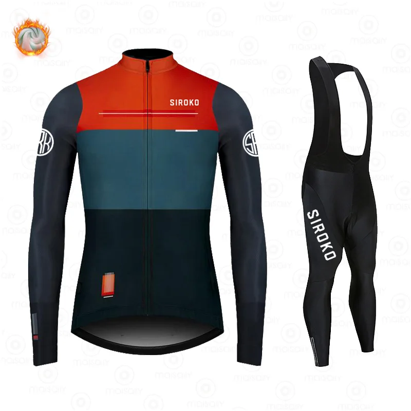 SIROKO 2021 Cycling Set Jersey Winter Thermal Fleece Men's Sport ...