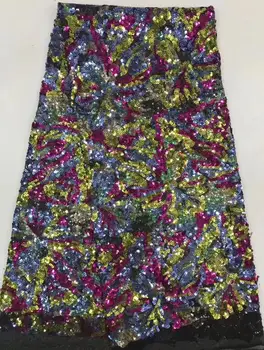 

embroiderd lace fabric Sophia-9.9502 with sequins beautiful Nigerian sequins lace fabric for party dress