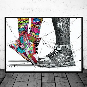 Fashion Sneakers Graffiti Art Printed on Canvas 4