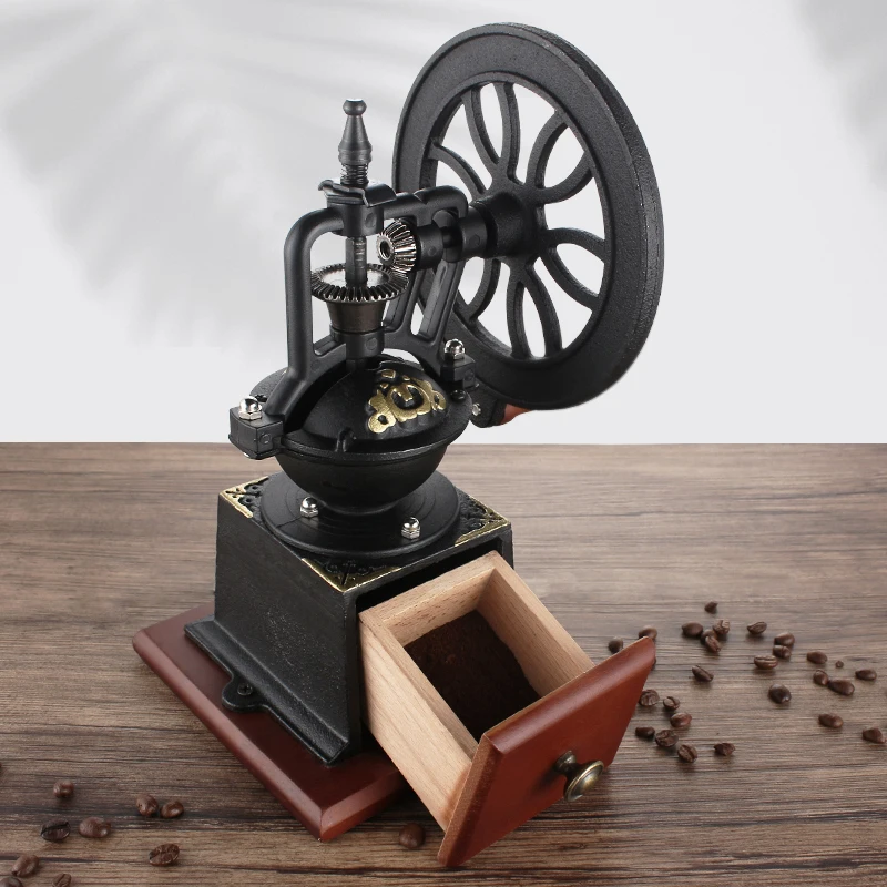 GIANghts-Moulin à café manuel rétro, grande roue portable, broyeur de  grains de café, accessoires de café professionnels faits à la main -  AliExpress