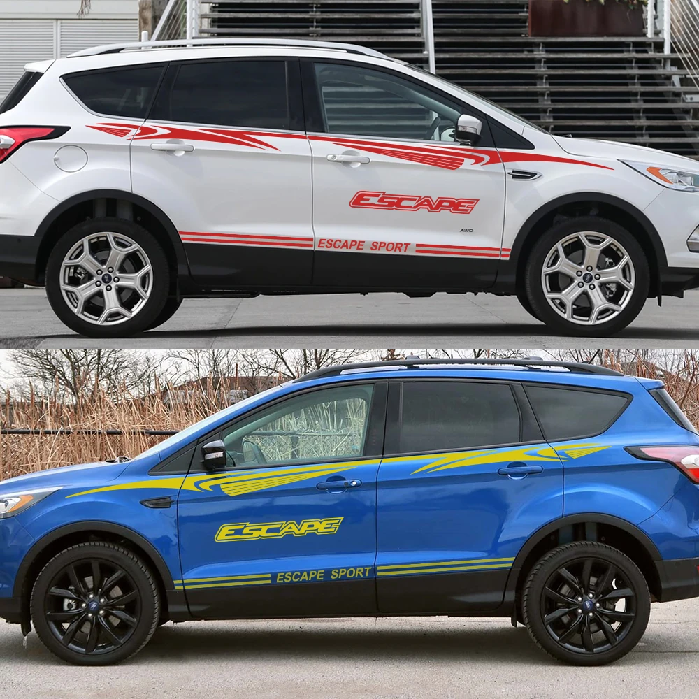 2 шт. стильная наклейка для автомобиля Ford Escape боковая полоска гоночная Спортивная декорация Авто Виниловая Наклейка Автомобильные тюнинговые аксессуары