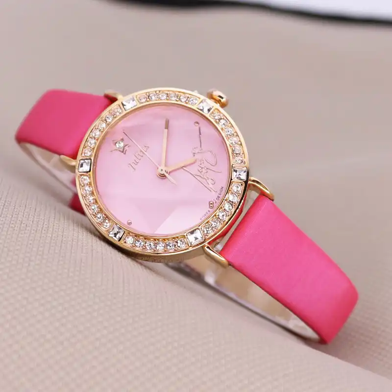 Top Julius Lady Damski Zegarek Japonia Quatrz Moda Godziny Prawdziwy Zegarek Ze Skorzanym Paskiem Rhinestone School Girl Prezent Urodzinowy Bez Pudelka Zegarki Damskie Aliexpress