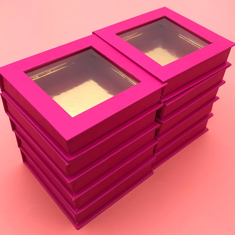 

Wholesale Square False Eyelash Packaging Box Custom your Logo lash strip Case Empty box Pink Paper magnetic Boxes