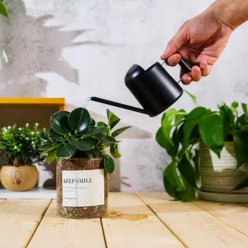 

500ML Stainless Steel Long Spout Water Jug Home Garden Plant Flower Watering Can Matt Black Kettle Jar