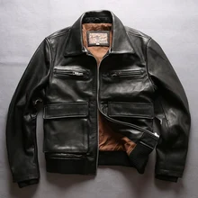 AVIREXFLY, новинка, мужская куртка из натуральной коровьей кожи для верховой езды, модная куртка с несколькими карманами из воловьей кожи A2, куртки пилота для русской зимы