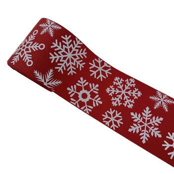 

100 yards per roll 3 inch (75mm) red glow in the dark snowflower print Christmas ribbon for Bows many color to choose