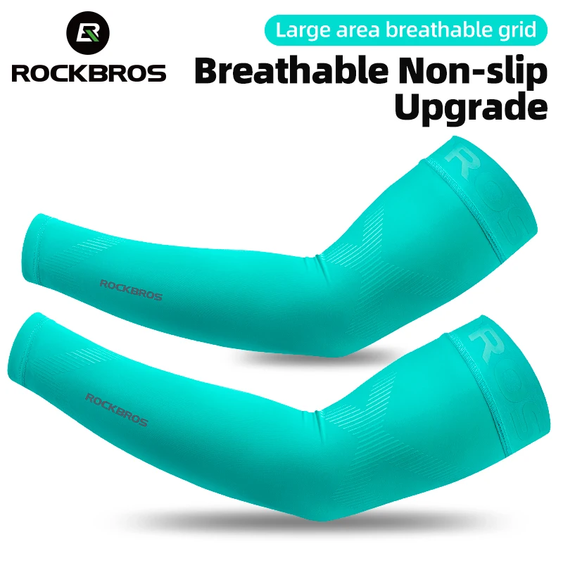 Cooling Arm Sleeves ROCKBROS Unisex Cooling Arm Sleeves Outdoor UV Protection Hand Cover Cycling Running Fishing Ski Women Men Bicycle Arm Sleeves