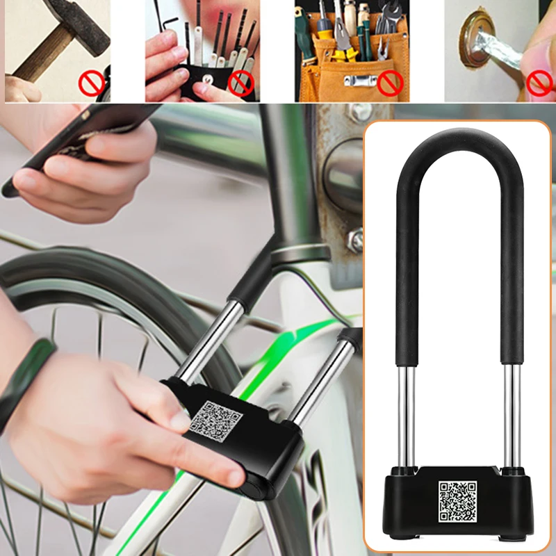 

Bluetooth Applet Unlock Smart U-Lock Glass Door Motorcycle Electromobile Padlock Convenient Lock Frame Bicycle Accessories
