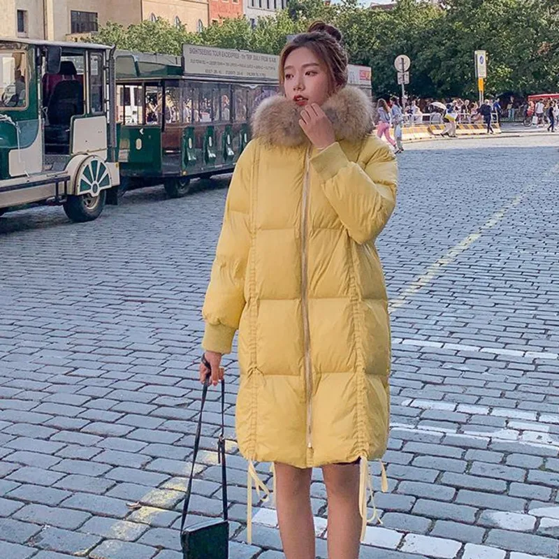 

LANMREM 2019 Autumn And Winter New Products Fashion Long Casual Large Fur Collar Hooded Cotton Coat Women PB388