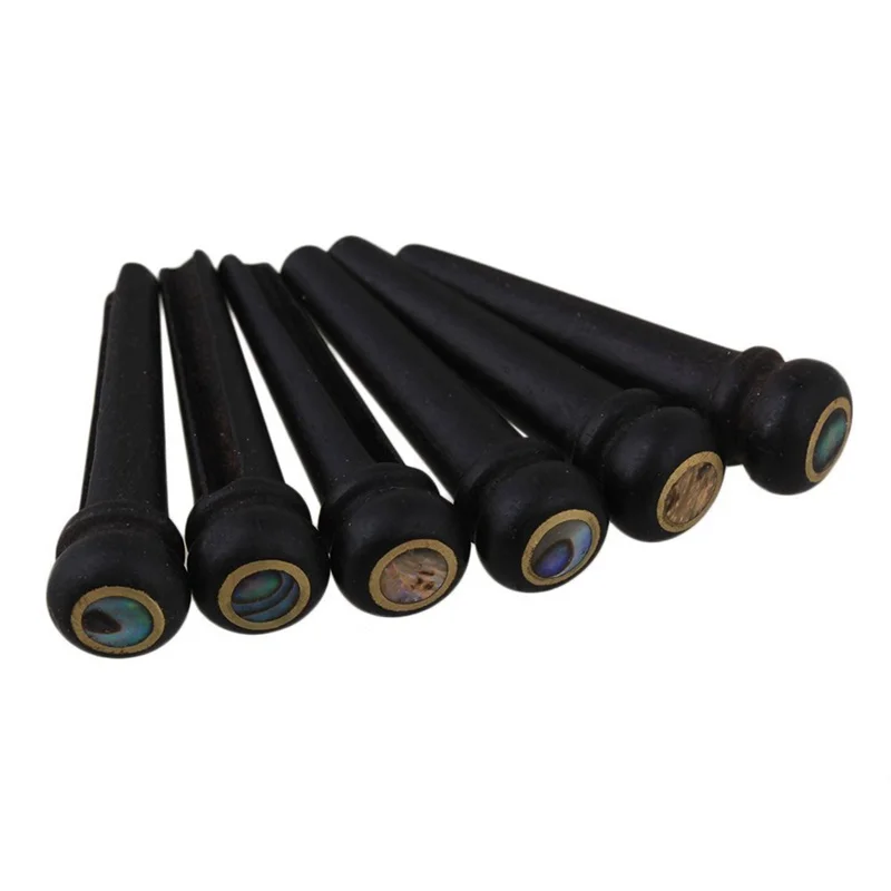 Горячая HG-6Pcs черный Ebony металлический корпус для гитары мост кости шпильки набор с зеленой точечная отметка Абалон для акустической гитары аксессуары