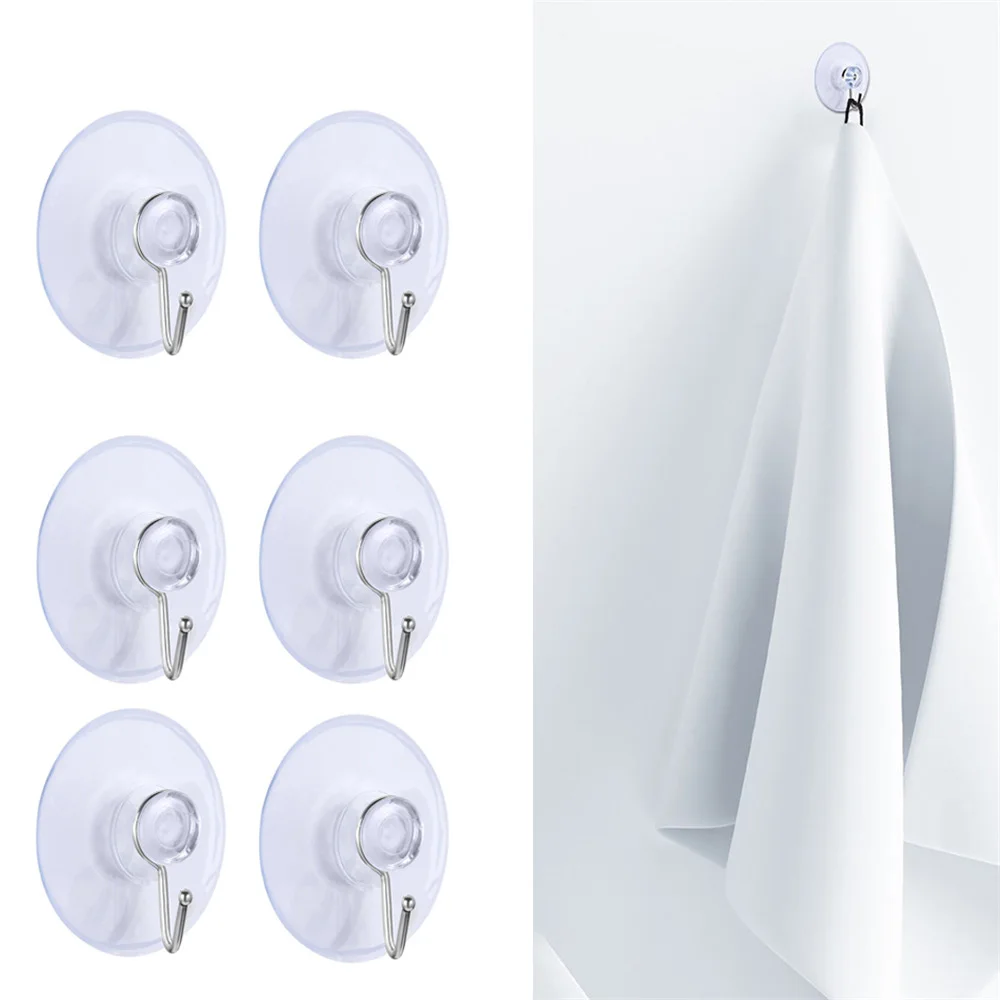 

2PCS Transparent Waterproof Sucker Hook Seamless Adhesive Wall Rack Traceless Storage Hanger Kitchen Bathroom Organizations