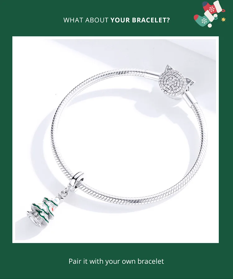 Bamoer, Рождественская коллекция, 925, серебряное кольцо, очаровательный браслет, сделай сам, Bijoux, для женщин, хорошее ювелирное изделие, для изготовления, праздничные подарки