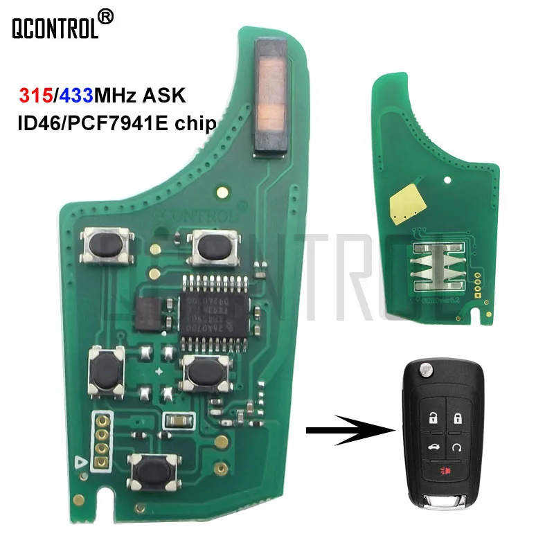 QCONTROL Car Control Remote Key Circuit Board for Chevrolet Malibu Cruze Aveo Spark Sail 5Buttons 433MHz 315MHz Alarm | Автомобили и