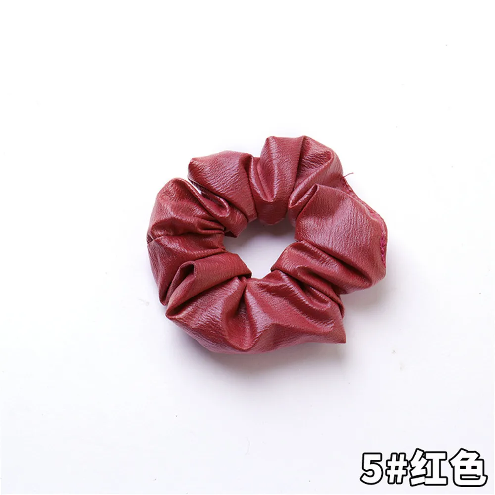 red Креативные Новые ПУ Твердые кольца для волос девушки конфеты цвета дамы заколки для волос аксессуары резинка для волос Веревка - Цвет: red