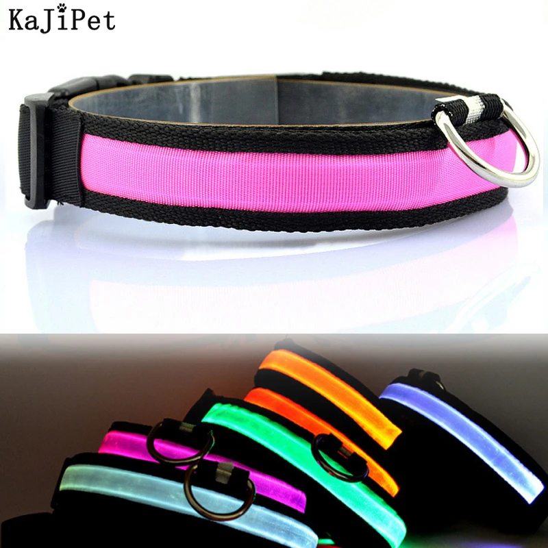 

LED Dog Collar Light Night Safety Nylon Pet Dog Collar LED Flashing Glowing Collar Perro Luz Led Bright Dog Collar Electronic