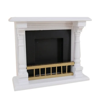 

Dolls House Accessories 1/12 Toys Mini Wood Fireplace Decoration Miniature Furniture