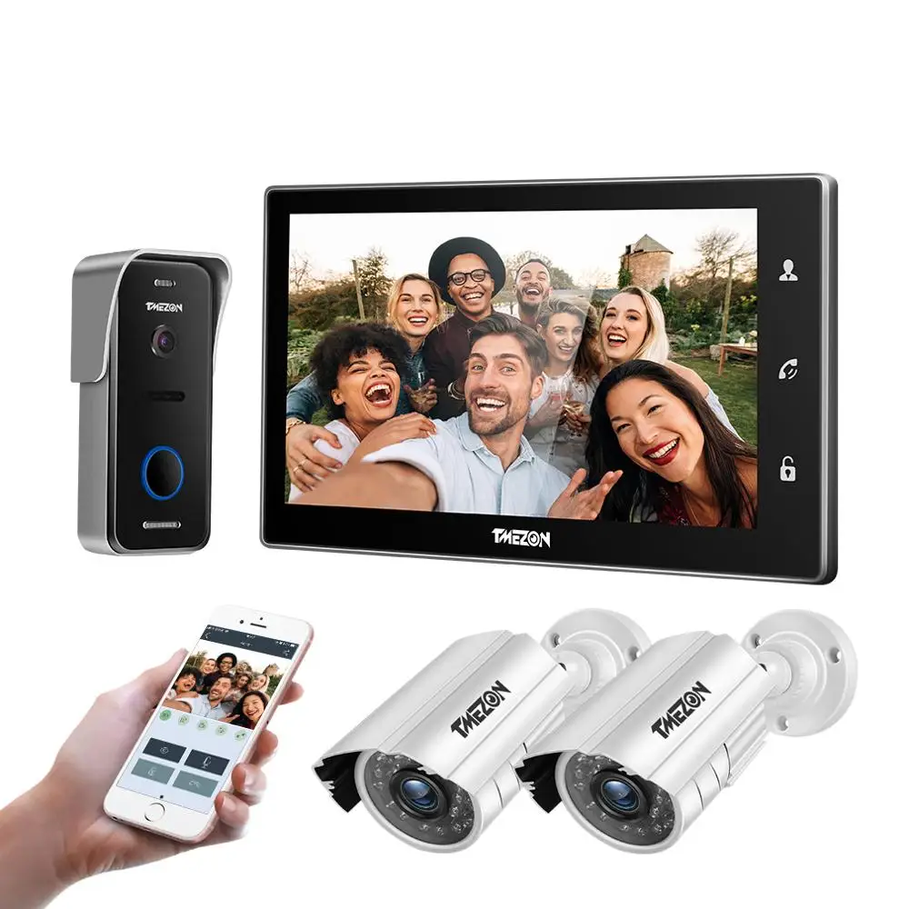 TMEZON 10 Inch Wif Video Door Phone Intercom Doorbell Home Security System Door Speaker Call Panel+7 inch Monitor +2x960p Camera TMEZON 10 Inch Wif Video Door Phone Intercom Doorbell Home Security System Door Speaker Call Panel+7 inch Monitor +2x960p Camera