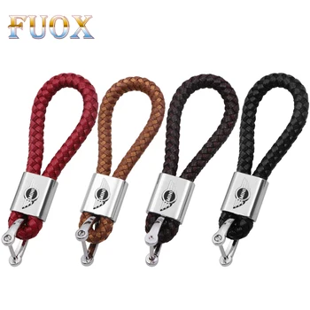 

High quality hand-woven leather car keychain 360 degree rotating horseshoe buckle jewelry for BMWs MINI Coopers One S R50 R53