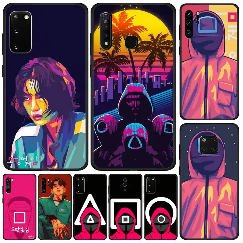 Retro Poster Squid Game Players Soldier Phone Case For OPPO F 1S 7 9 K1 A77 F3 RENO F11 A5 A9 A73S R15 REALME | Мобильные телефоны