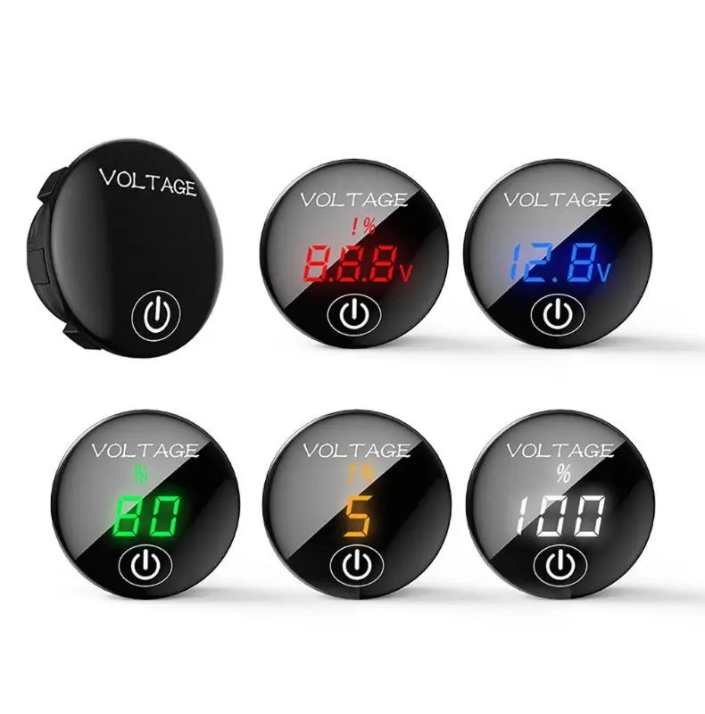 DC 5V-48V LED Panel Digital Voltage Meter Battery Capacity Display Voltmeter with Touch ON OFF Switch Motorcycle Car Accessories |