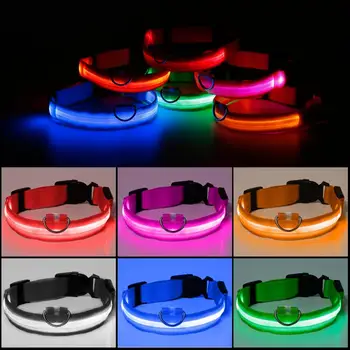 

1PCS Fashion LED Dog Cat Pet Collar Flashing Luminous In The Dark Adjustable Necklace Safety Light Up Nylon Collars Pet Supplies