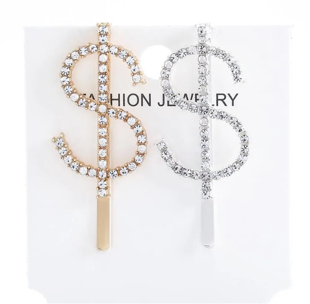 

Hot 500pcs/lot Dollar Hairpins Crystal Shiny Rhinestones Word Letters Hair Clips Women Styling Tool Hairgrip Diamond Hair