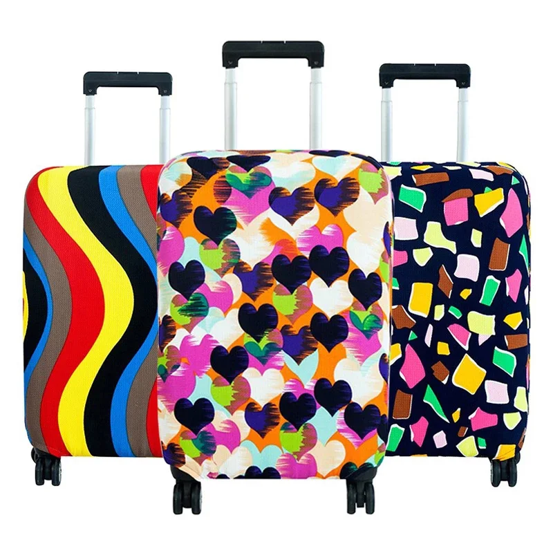 Fashion Suitcase Cover High Elastic Stripe Love Heart Shaped Luggage Case Dust Cover For18 32Inch Suitcase Essential Accessories
