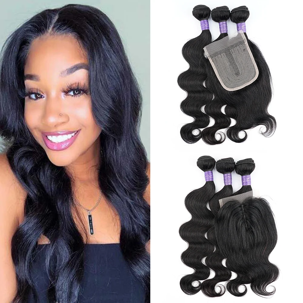 hair-bundles-with-t-part-closure-200g-set-body-wave-indian-human-hair-extension-natural-color-4-4-closure-with-t-part-lace