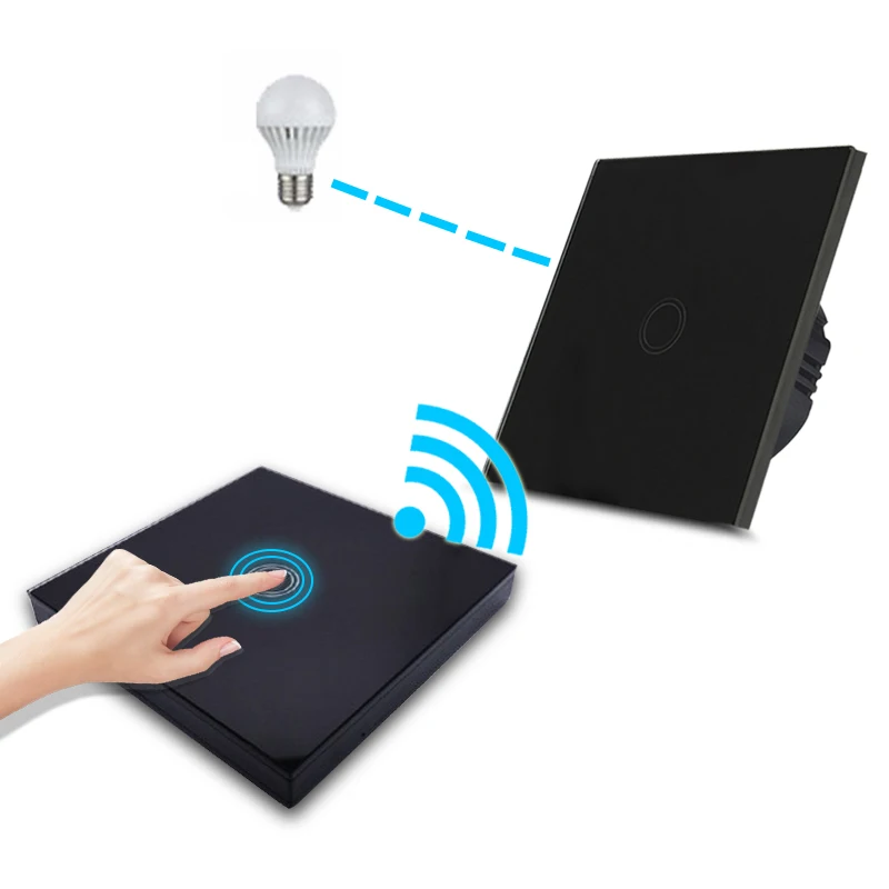 

Minitiger 433mhz Wireless Remote Wall Light Touch Switch EU Standard 1 Gang 2 Way Wireless Stick Remote Touch Switch