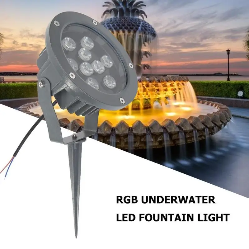 

9W DC12V Underwater LED Fountain Spike Lights RGB IP65 Waterproof Swimming Pool Pond Lamp Garden Lawn Outdoor Lighting